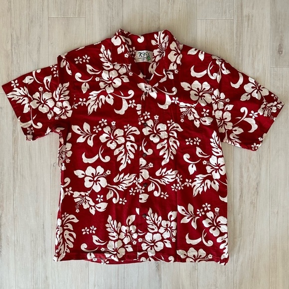 Ky’s Red Button Down Hawaiian Shirt - Picture 1 of 5